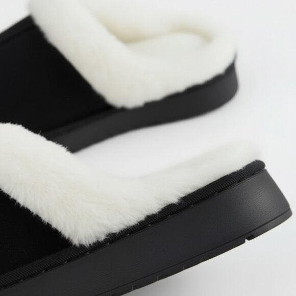 Men's Faux Fur Lined Slip-On SlippersCozy Warm Winter House Shoes~BLACK - Picture 2 of 6